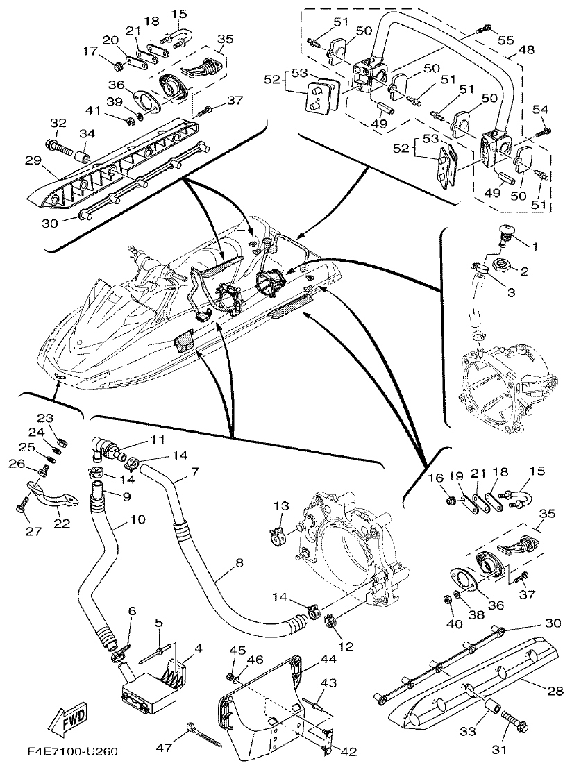 Yamaha VX18002019F4E7(F6G HULL & DECK parts diagram